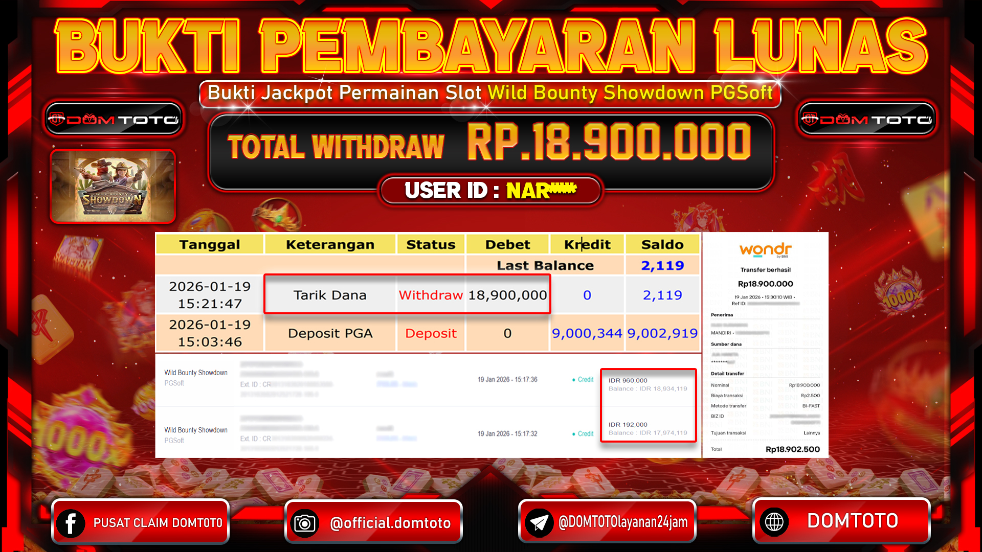 JACKPOT SLOT Wild Bounty Showdown PGSoft 19 JANUARI 2026